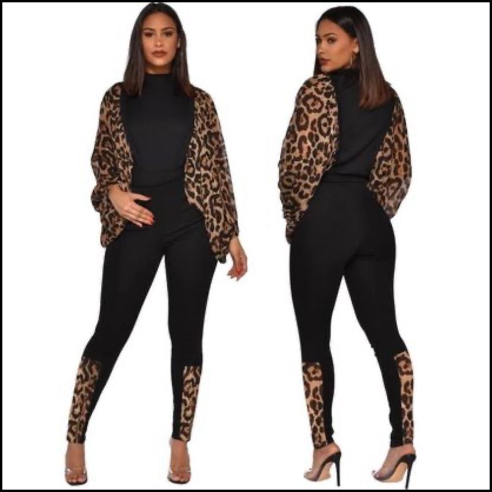 Sexy Leopard printed lantern jumpsuit - Picture 1 of 2